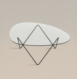 Modern Clear Glass Coffee Table Triangle End Table