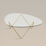 Modern Clear Glass Coffee Table Triangle End Table