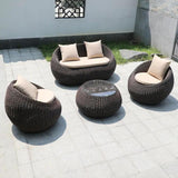 Woven Rattan Outdoor Barrel Chair Patio Accent Chair