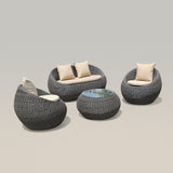 Woven Rattan Outdoor Barrel Chair Patio Accent Chair