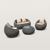 Woven Rattan Outdoor Barrel Chair Patio Accent Chair