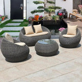 Woven Rattan Outdoor Barrel Chair Patio Accent Chair