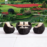 Woven Rattan Outdoor Barrel Chair Patio Accent Chair