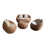 Woven Rattan Outdoor Barrel Chair Patio Accent Chair