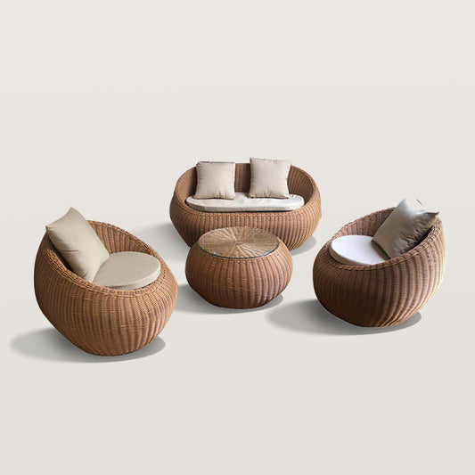 Woven Rattan Outdoor Barrel Chair Patio Accent Chair