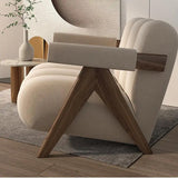 Modern Minimalist Lounge Chair with Solid Wood Frame