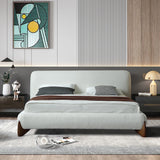 Modern Platform Bed Upholstered Long Bench