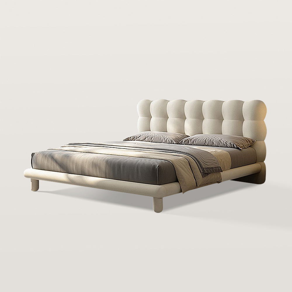 King Bed Frame Platform Bed with Upholstered Headboard