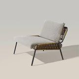 Outdoor Lounge Chair with Rattan Design and Side Table Set