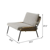 Outdoor Lounge Chair with Rattan Design and Side Table Set