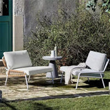 Outdoor Lounge Chair with Rattan Design and Side Table Set