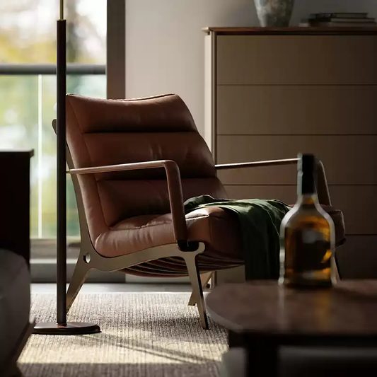 Modern Brown Accent Chair Wide Armchair