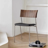 Light Chair with Leather Cushion And Walnut Colored Backrest