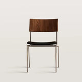 Light Chair with Leather Cushion And Walnut Colored Backrest