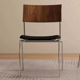 Light Chair with Leather Cushion And Walnut Colored Backrest