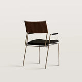 Light Chair with Leather Cushion And Walnut Colored Backrest