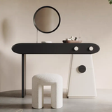 Black Minimalist Style Makeup Vanity with Round Mirror