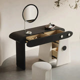 Black Minimalist Style Makeup Vanity with Round Mirror