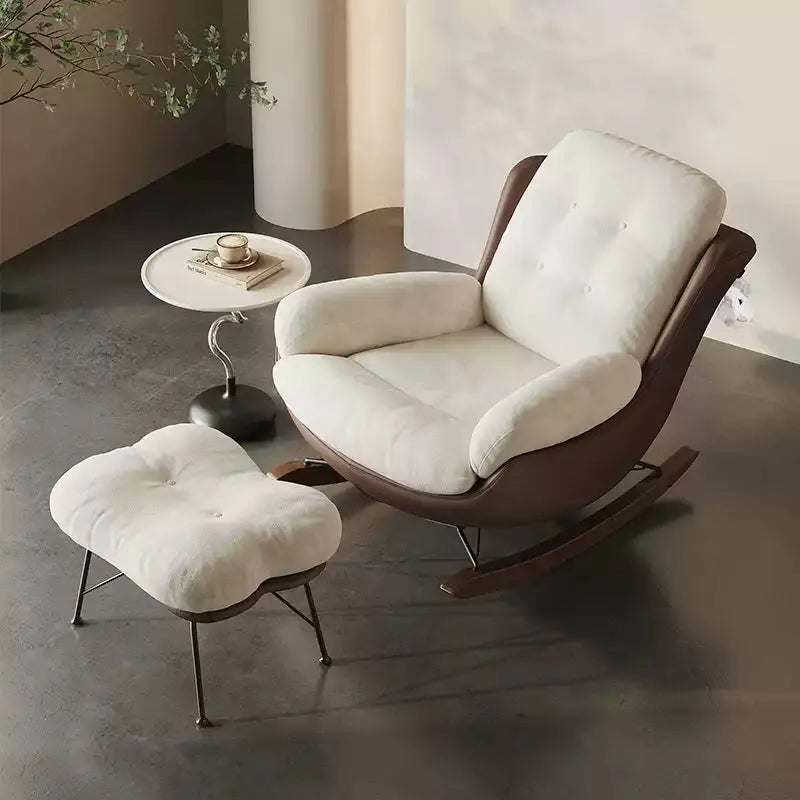 Ergonomic High Rebound Suede Fabric Rocking Chair