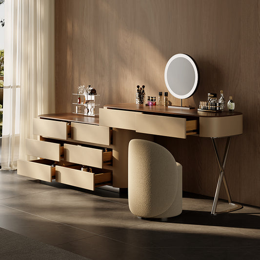 Adjustable Makeup Vanity Integrated with Bucket Cabinet