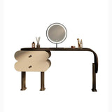 Makeup Vanity with Round Mirror and Side Drawers