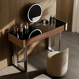 Minimalist Bedroom Makeup Vanity with Glass Top