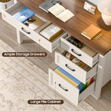 Computer Desk with Storage Drawers, Farmhouse Executive Desk