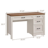 Computer Desk with Storage Drawers, Farmhouse Executive Desk