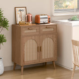 Rattan Cabinet Buffet Sideboard Storage Cabinet with Doors