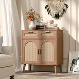 Rattan Cabinet Buffet Sideboard Storage Cabinet with Doors