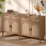 Rattan Cabinet Buffet Sideboard Storage Cabinet with Doors