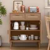 Rattan Cabinet Buffet Sideboard Storage Cabinet with Doors