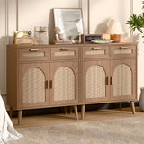 Rattan Cabinet Buffet Sideboard Storage Cabinet with Doors