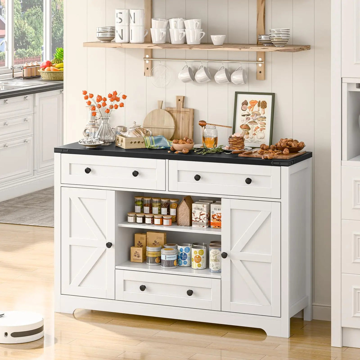 Rustic Sideboard Buffet Cabinet with Large Drawers