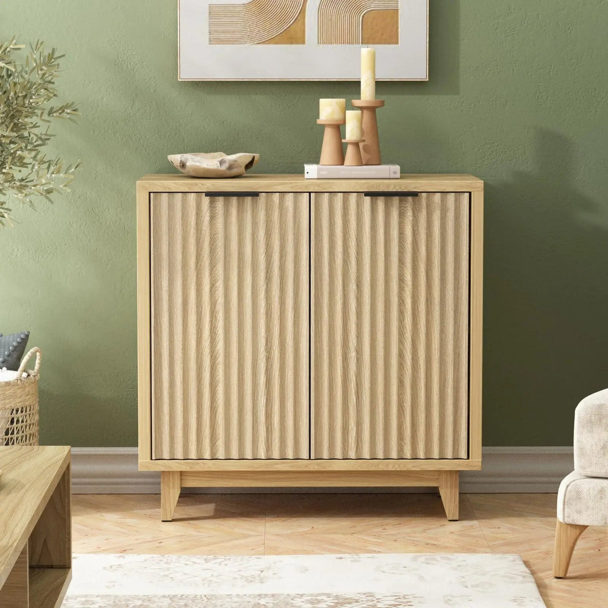 Modern Sideboard Fluted Buffet Cabinet with Storage Cabinet