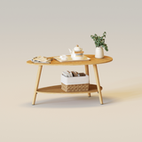 Open Shelves Coffee Table-Oval Wood Table