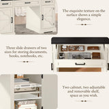 Vabches Farmhouse Executive Desk with 3 Drawers & 2 Storage Cabinet