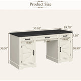 Vabches Farmhouse Executive Desk with 3 Drawers & 2 Storage Cabinet