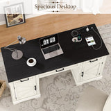 Vabches Farmhouse Executive Desk with 3 Drawers & 2 Storage Cabinet