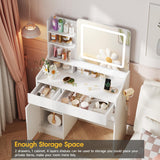 White Makeup Vanity Desk with 2 Drawers and Cabinet