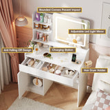 White Makeup Vanity Desk with 2 Drawers and Cabinet