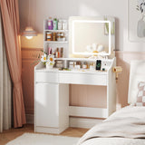 White Makeup Vanity Desk with 2 Drawers and Cabinet