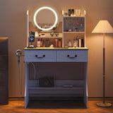 Makeup Vanity Desk Dressing Table with Charging Station with 2 Drawers