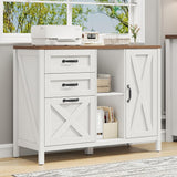Farmhouse 3 Drawer File Cabinet with Open Storage Shelf