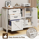 Farmhouse 3 Drawer File Cabinet with Open Storage Shelf