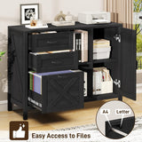 Farmhouse 3 Drawer File Cabinet with Open Storage Shelf