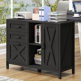 Farmhouse 3 Drawer File Cabinet with Open Storage Shelf