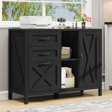 Farmhouse 3 Drawer File Cabinet with Open Storage Shelf