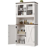 Farmhouse Kitchen Pantry Storage Cabinet with Adjustable Shelves