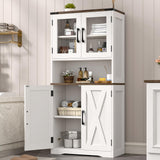 Farmhouse Kitchen Pantry Storage Cabinet with Adjustable Shelves